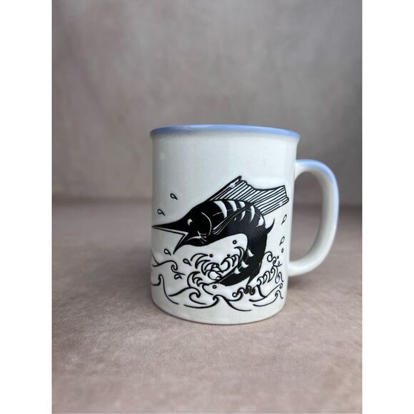 Vintage Merlin Swordfish Coffee Mug Fishing Nautical - Picture 3 of 10